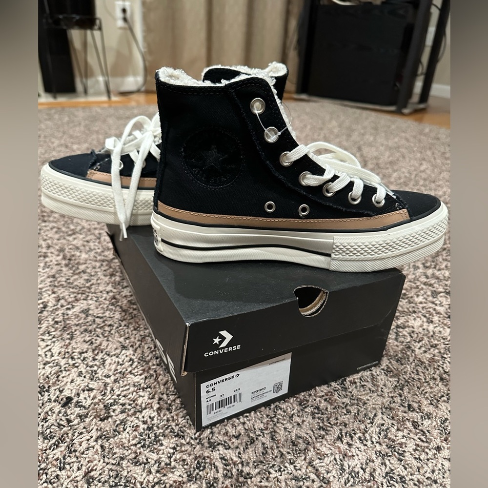 Converse CTAS LIFT HI Sneaker Black/Egret/Champagne Tan